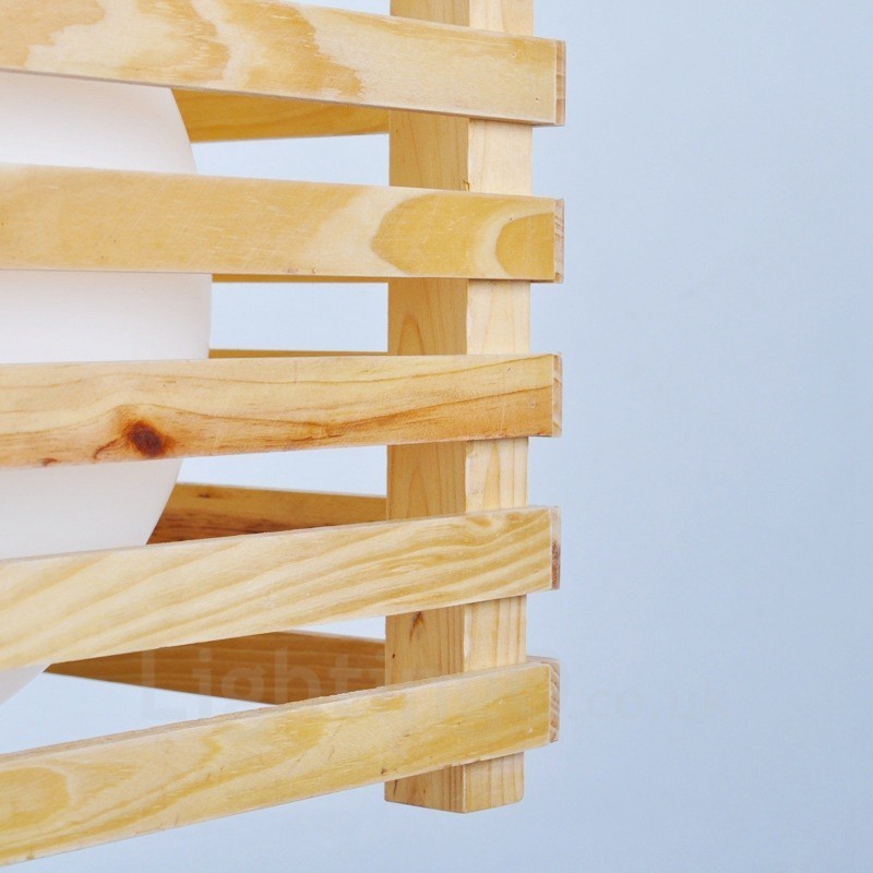 1 lampada a sospensione moderna in stile nordico contemporaneo in legno chiaro con paralume in vetro
