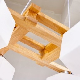 Lampada a sospensione moderna nordica in legno chiaro con paralume in vetro 64 x 64 x 46 cm