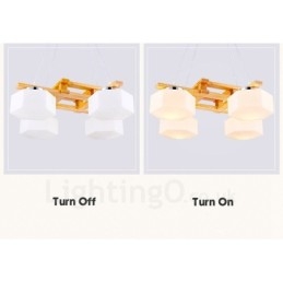 Lampada a sospensione moderna nordica in legno chiaro con paralume in vetro 64 x 64 x 46 cm