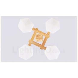 Lampada a sospensione moderna nordica in legno chiaro con paralume in vetro 64 x 64 x 46 cm