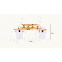 Lampada a sospensione moderna nordica in legno chiaro con paralume in vetro 64 x 64 x 46 cm