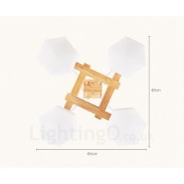 Lampada a sospensione moderna nordica in legno chiaro con paralume in vetro 64 x 64 x 46 cm