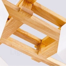 Lampada a sospensione moderna nordica in legno chiaro con paralume in vetro 64 x 64 x 46 cm