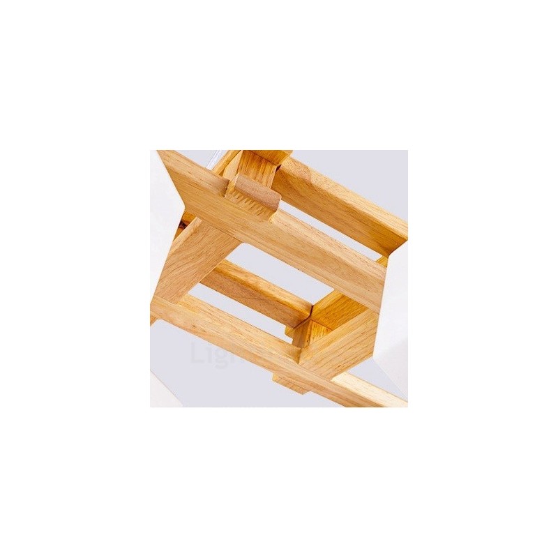 Lampada a sospensione moderna nordica in legno chiaro con paralume in vetro 64 x 64 x 46 cm
