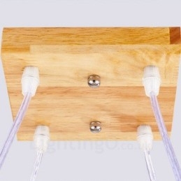 Lampada a sospensione moderna nordica in legno chiaro con paralume in vetro 64 x 64 x 46 cm