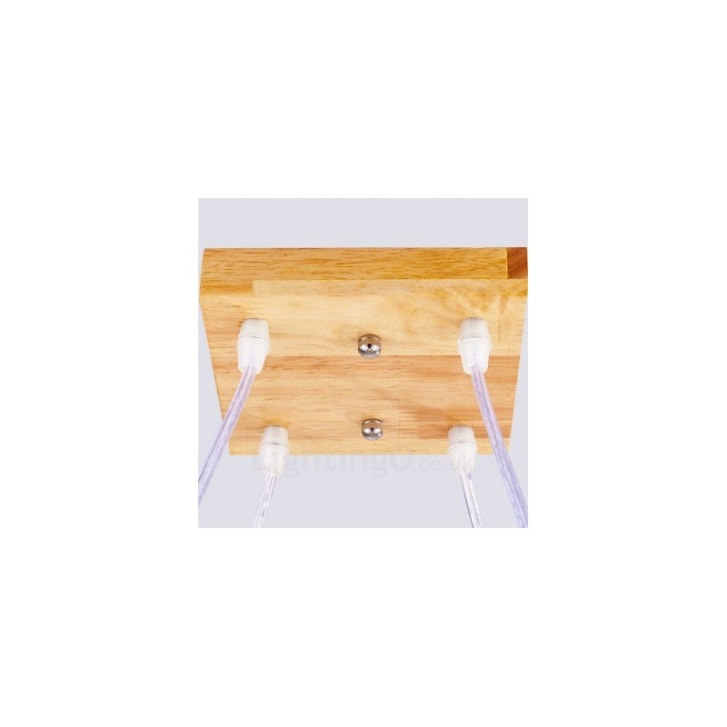 Lampada a sospensione moderna nordica in legno chiaro con paralume in vetro 64 x 64 x 46 cm