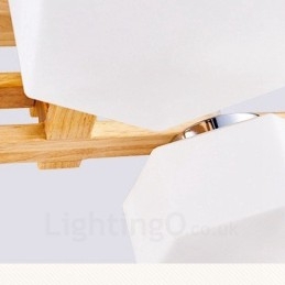 Lampada a sospensione moderna nordica in legno chiaro con paralume in vetro 64 x 64 x 46 cm