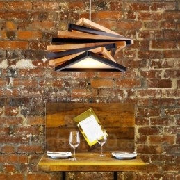 1 lampada a sospensione moderna in legno chiaro con paralume in legno 44 x 44 x 18 cm