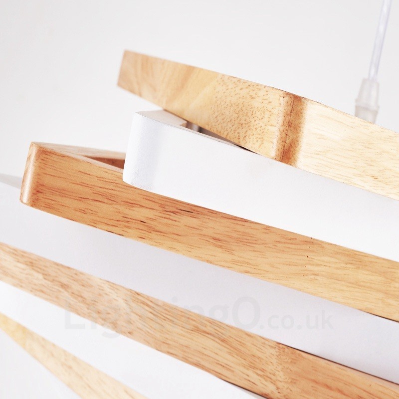 1 lampada a sospensione moderna in legno chiaro con paralume in legno 44 x 44 x 18 cm
