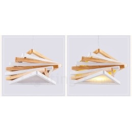 1 lampada a sospensione moderna in legno chiaro con paralume in legno 44 x 44 x 18 cm