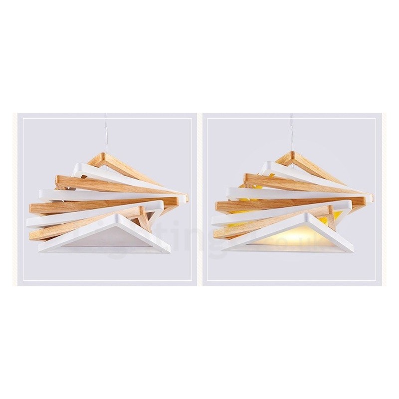 1 lampada a sospensione moderna in legno chiaro con paralume in legno 44 x 44 x 18 cm