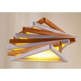 1 lampada a sospensione moderna in legno chiaro con paralume in legno 44 x 44 x 18 cm