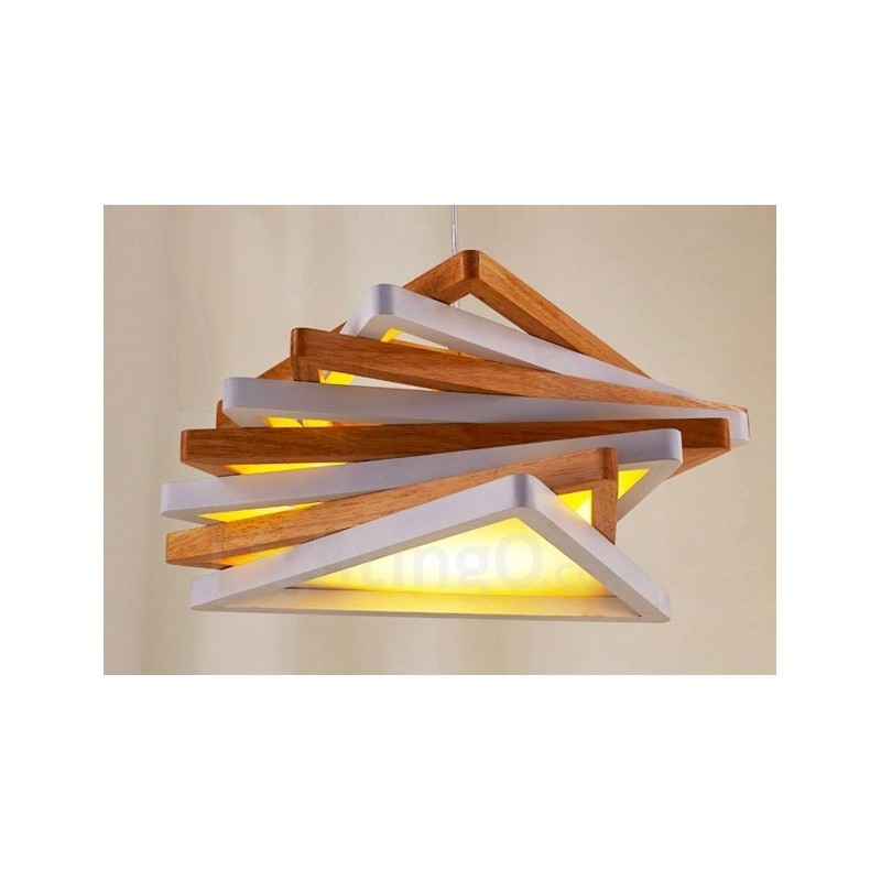 1 lampada a sospensione moderna in legno chiaro con paralume in legno 44 x 44 x 18 cm