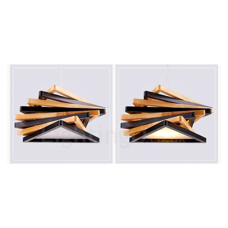 1 lampada a sospensione moderna in legno chiaro con paralume in legno 44 x 44 x 18 cm