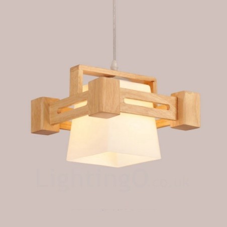 1 lampada a sospensione moderna nordica in legno chiaro con paralume in tessuto 22 x 16,5 cm