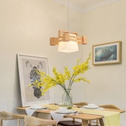 1 lampada a sospensione moderna nordica in legno chiaro con paralume in tessuto 22 x 16,5 cm
