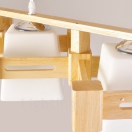 Lampada a sospensione nordica moderna in legno chiaro con paralume in tessuto 82 x 16,5 cm