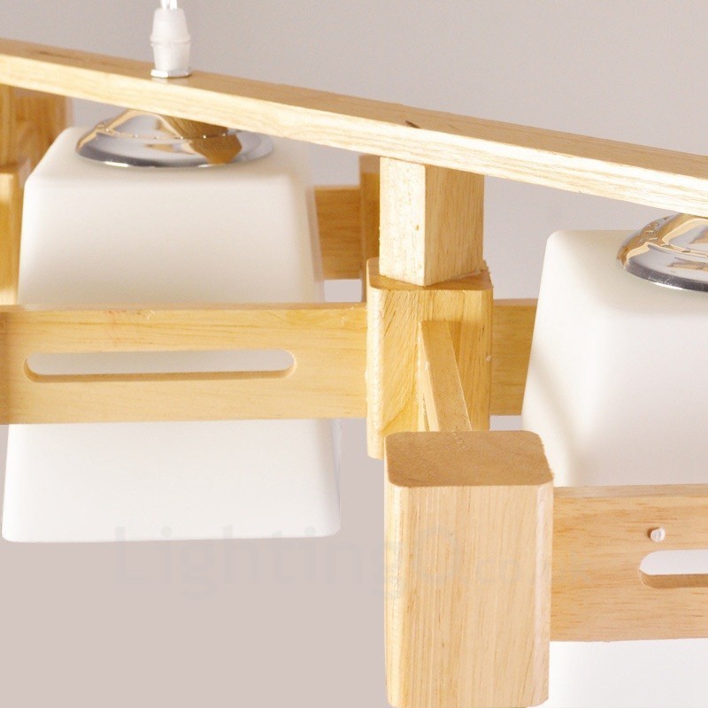 Lampada a sospensione nordica moderna in legno chiaro con paralume in tessuto 82 x 16,5 cm