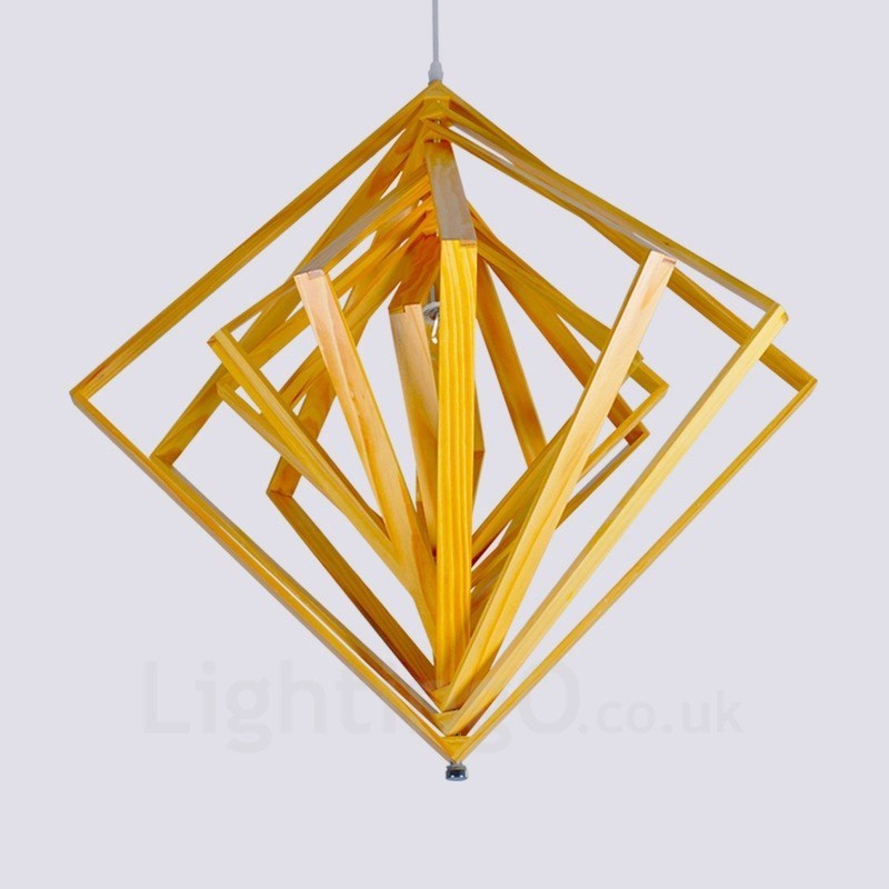 1 lampada a sospensione moderna nordica in legno chiaro con paralume in legno 65 x 65 cm