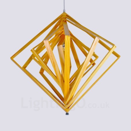 1 lampada a sospensione moderna nordica in legno chiaro con paralume in legno 65 x 65 cm