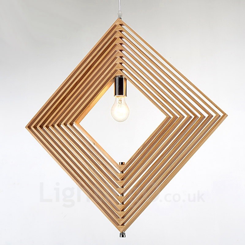 1 lampada a sospensione moderna nordica in legno chiaro con paralume in legno 65 x 65 cm