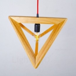 1 lampada a sospensione moderna e contemporanea in legno chiaro con paralume in legno