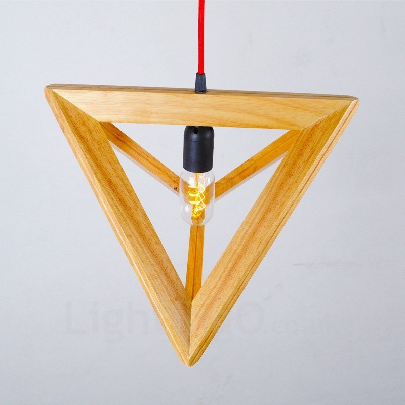1 lampada a sospensione moderna e contemporanea in legno chiaro con paralume in legno