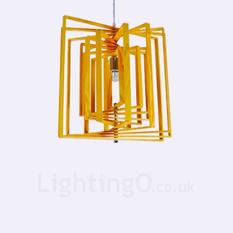 1 lampada a sospensione moderna nordica in legno chiaro 38 x 38 cm