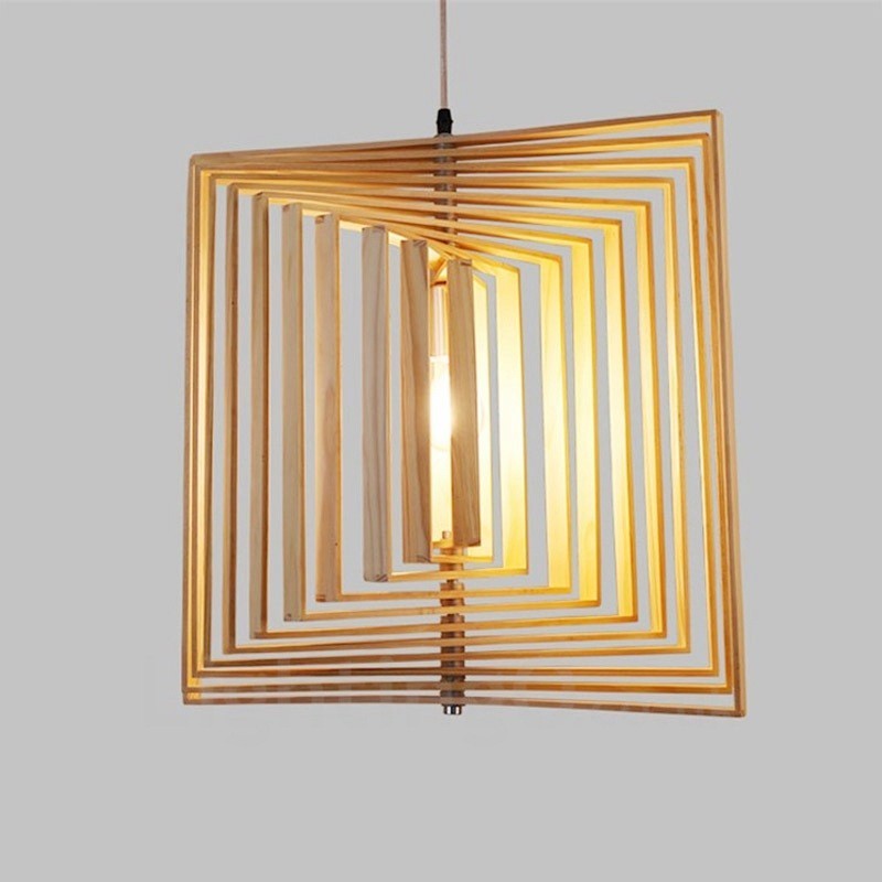 1 lampada a sospensione moderna nordica in legno chiaro 38 x 38 cm