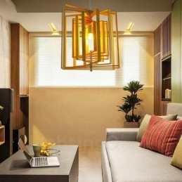 1 lampada a sospensione moderna nordica in legno chiaro 38 x 38 cm