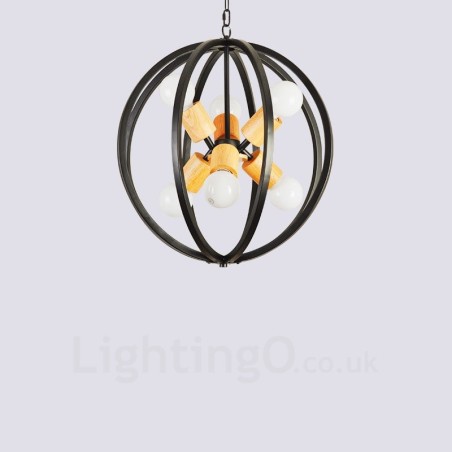 Lampada a sospensione vintage in ferro 6 luci 50x50 cm