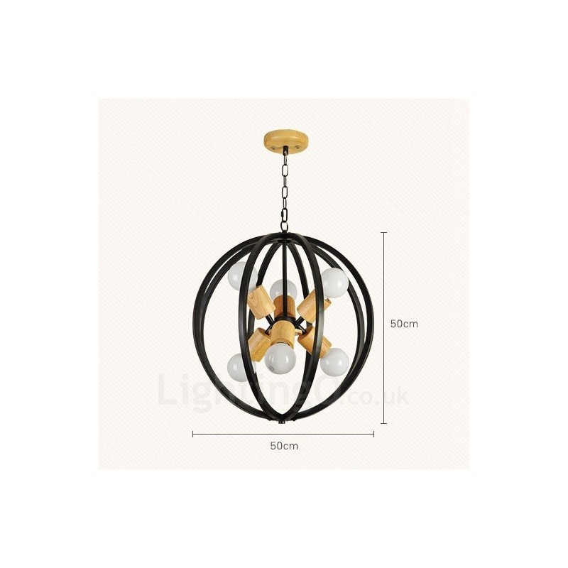Lampada a sospensione vintage in ferro 6 luci 50x50 cm