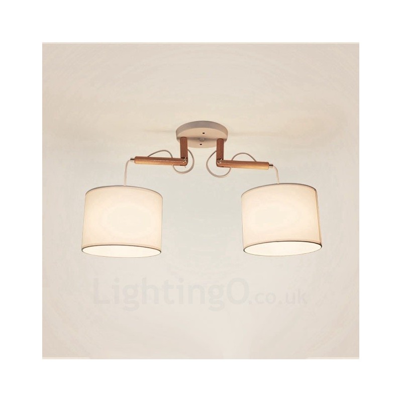 Lampada a sospensione in legno chiaro con paralume in tessuto 72 x 42 cm