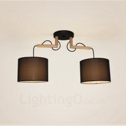 Lampada a sospensione in legno chiaro con paralume in tessuto 72 x 42 cm
