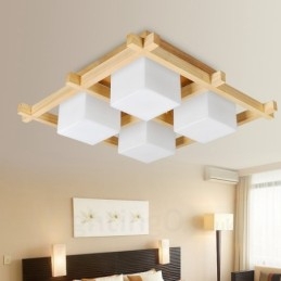 Plafoniera moderna nordica contemporanea 4 luci con paralume in vetro