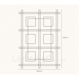 Plafoniera moderna nordica a 6 luci con paralumi in vetro 52 x 73,5 x H16 cm