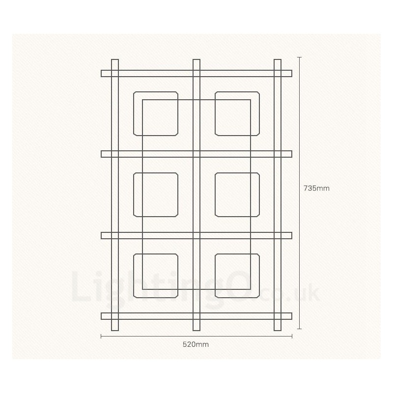 Plafoniera moderna nordica a 6 luci con paralumi in vetro 52 x 73,5 x H16 cm