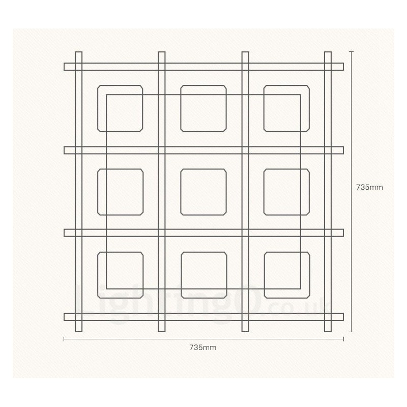 Plafoniera moderna contemporanea nordica 9 luci con paralume in vetro 73,5 x 73,5 x H16 cm