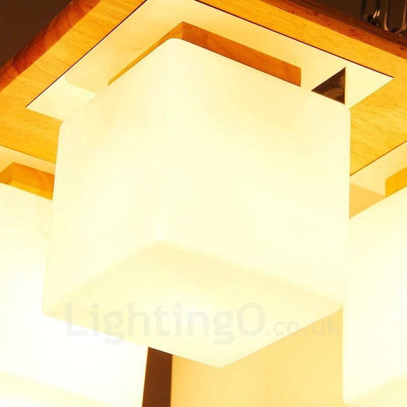 Plafoniera da soffitto moderna contemporanea 4 luci con paralume in vetro