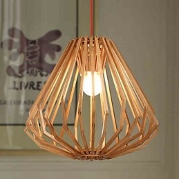 Lampadario mini classico tradizionale in legno e bambù