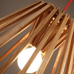 Lampadario mini classico tradizionale in legno e bambù