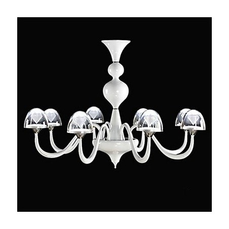 Lampadario a sospensione moderno a fungo in cristallo 8 bianco