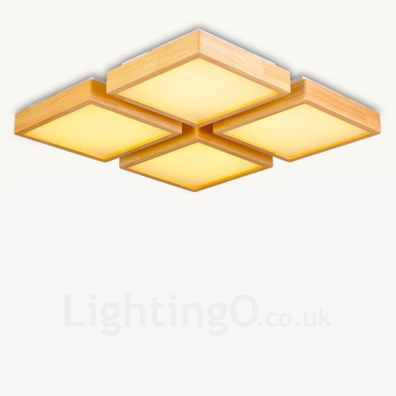 Plafoniera moderna nordica a 4 luci con paralume in acrilico 75x75 cm
