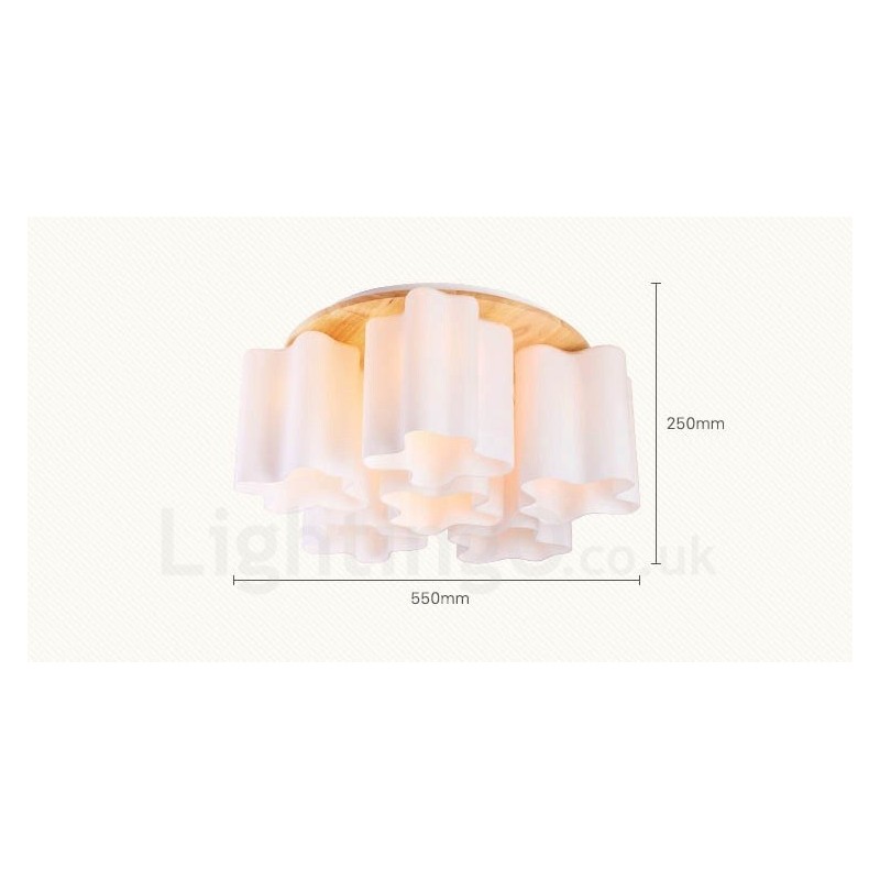 Plafoniera moderna a filo 6 luci con paralumi in vetro 550 x 250 mm