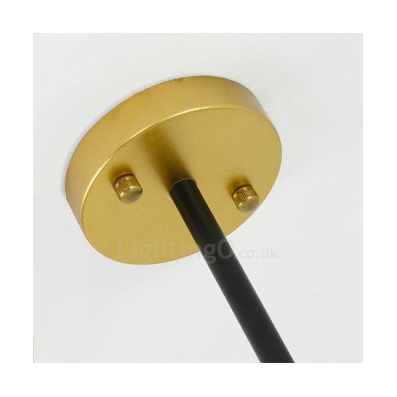 Lampadario a soffitto nordico moderno a 3 luci con paralume in vetro a sfera bianco e nero 65x35 cm
