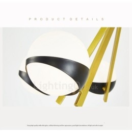 Lampadario nordico moderno e contemporaneo a 6 luci con paralumi in vetro sferici bianco e nero 75x40 cm