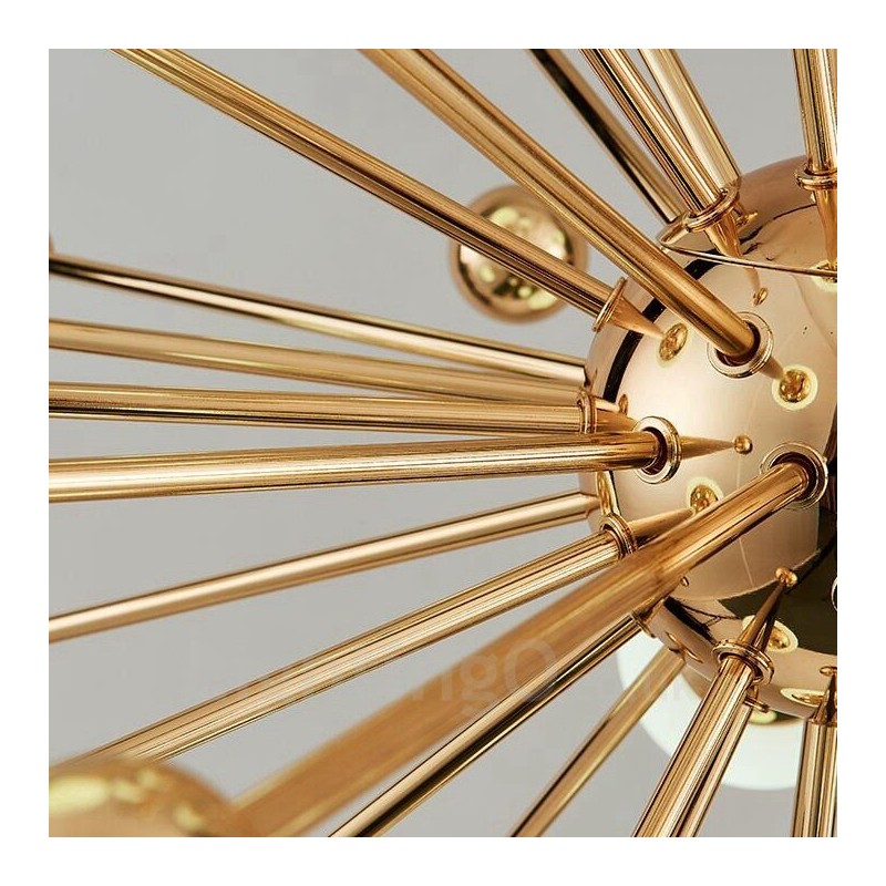 Lampadario da soffitto contemporaneo a 12 luci con placcatura in rame e paralumi in vetro a sfera bianca 80x80 cm