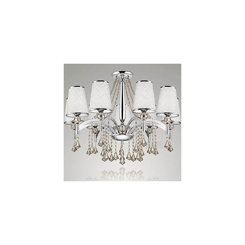 Lampadario moderno contemporaneo in metallo cromato e cristallo