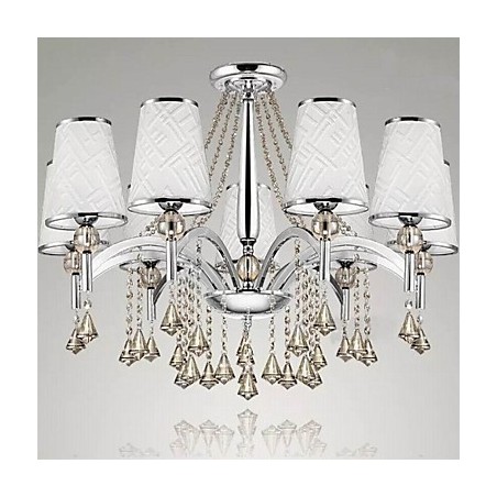 Lampadario moderno contemporaneo in metallo cromato e cristallo