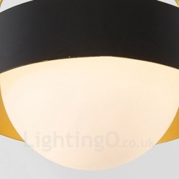 1 luce moderna contemporanea plafoniera lampada a sospensione placcata in rame con paralume in vetro a sfera bianco e nero